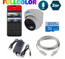 Комплект видеонаблюдения на 1 купольную 2 Мп IP камеру SEVEN KS-7212OWFC-2MP