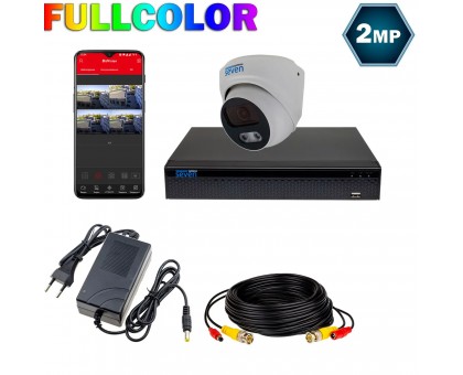 Комплект видеонаблюдения на 1 купольную 2 Мп камеру SEVEN KS-7611OWFC-2MP