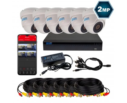 Комплект видеонаблюдения на 6 купольных 2 Мп камер SEVEN KS-7616OW-2MP