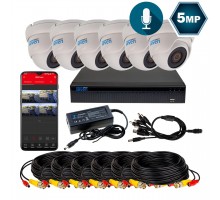Комплект видеонаблюдения на 6 купольных 5 Мп камер SEVEN KS-7616OW-5MP