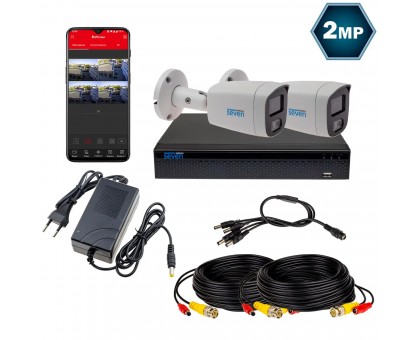 Комплект видеонаблюдения на 2 цилиндрические 2 Мп камеры SEVEN KS-7622O-2MP