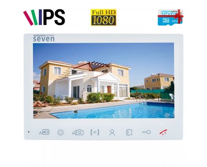 Видеодомофон SEVEN DP–7575 FHD IPS white + карта памяти 32Gb
