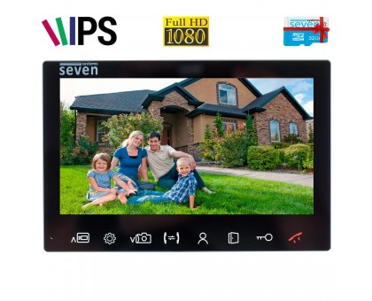 Видеодомофон SEVEN DP–7575 FHD IPS black + карта памяти 32Gb